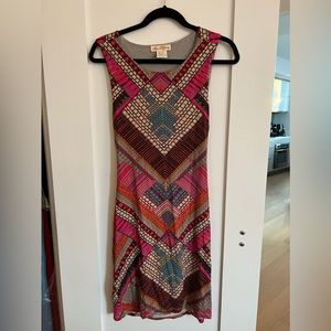 Mara Hoffman Women's Kasuri Pink Jersey Short Sleeve Slit Back Mini Dress